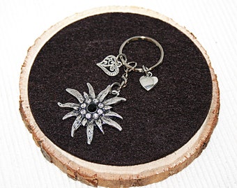 Schlüsselanhänger mit Edelweiß , Schlüsselring , Schlüsselbund , Taschenanhänger , Geschenk für Mama , Handgemacht
