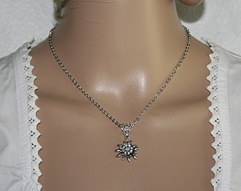 Necklace with edelweiss, necklace with pendant, flower necklace, mountain flower jewelry, edelweiss flowers, women's necklace