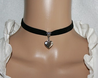 Hart hanger/fluwelen choker/elastisch/zwart/traditionele sieraden/ketting/cadeau voor haar/verjaardag/cadeau voor moeder