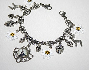 Charivari necklace / Charivari with deer pendant / Edelweiss Charivari / necklace with charms / traditional wedding / women's Charivari