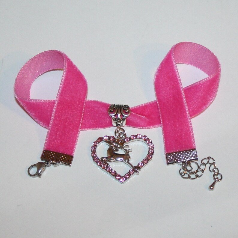 with Zirkonaheart and deer pink color Dirndl velvet choker