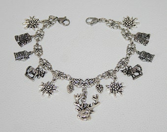 Charivari Dirndl Kette , Damen Charivari mit Anhänger , Charm Anhänger , Dirndl Schmuck , Trachtenhochzeit ,