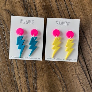 Bright Colored Lightning Bolt Earrings | Polymer Clay