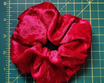 Large 5" luxury red velvet hair scrunchie