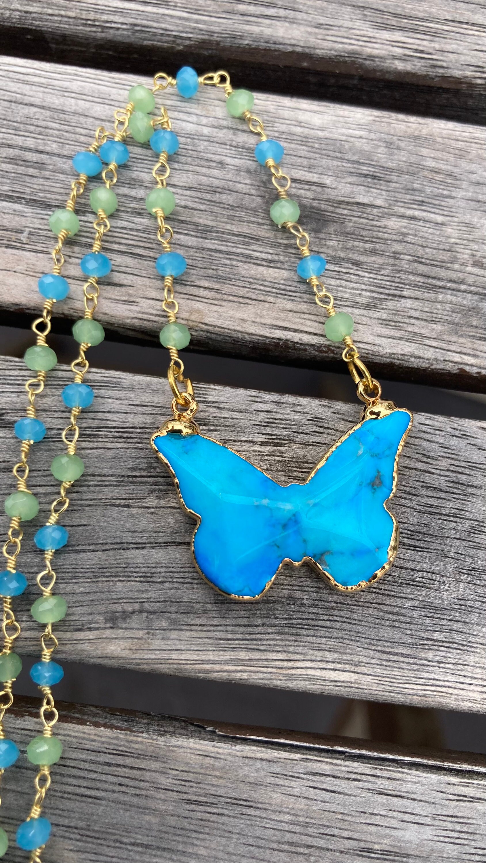 Turquoise Butterfly Necklace Etsy