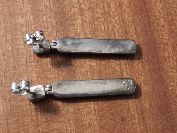 Thai Sterling Silver Rectangle Dangle Earrings Pu… - image 3
