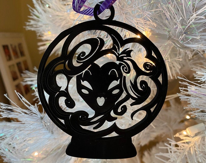 Madame Leota Inspired Ornament (Purple), Haunted Home Decor, Wooden Home Decor, Hand Painted, Christmas Gift, Home Decor