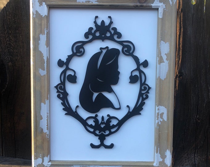 Alice in Wonderland inspired Silhouette Portrait Wall Picture