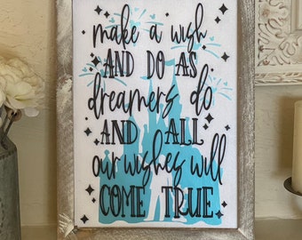 Make A Wish And Do As Dreamers Do Sign, Park Themed Sign, Layered Mouse Inspired Sign, Wooden Sign, Hand Painted, Mixed Media, Home Decor