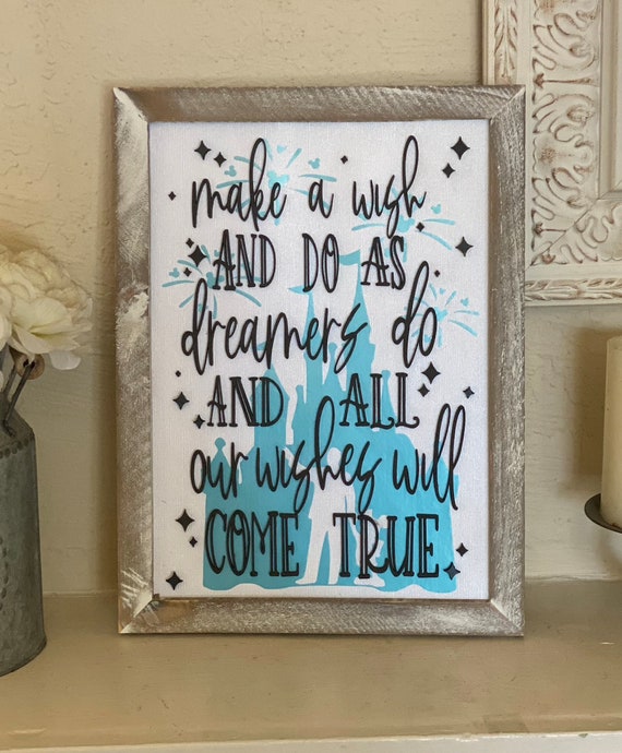Make A Wish And Do As Dreamers Do Sign, Park Themed Sign, Layered Mouse Inspired Sign, Wooden Sign, Hand Painted, Mixed Media, Home Decor