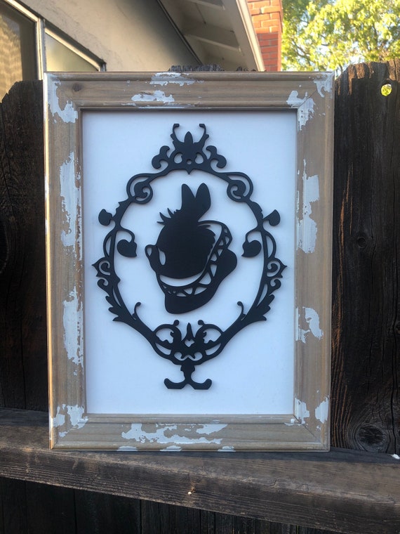 White Rabbit Alice in Wonderland inspired Silhouette Portrait, Wooden Home Decor, Hand Painted, Christmas Gift, Home Decor, Wall Art