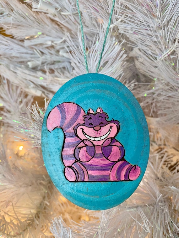 Cheshire Cat Inspired Christmas Ornament, Wooden Home Decor, Hand Painted, Christmas Gift, Home Decor