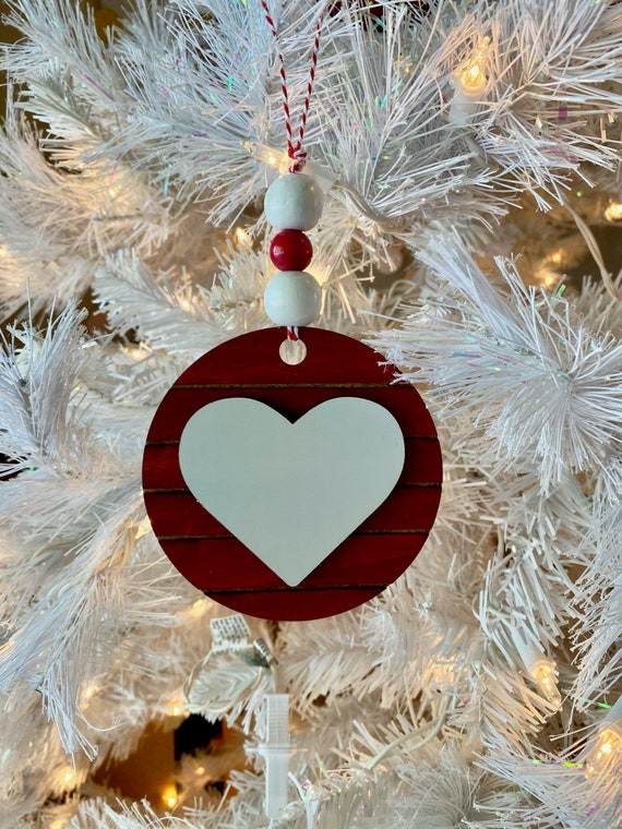 Farmhouse Heart Ornament (Barn Red), Wooden Home Decor, Hand Painted, Christmas Gift, Home Decor