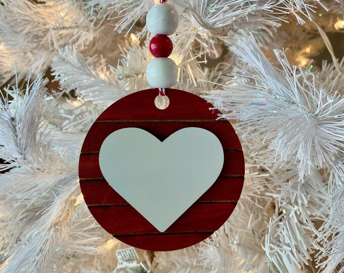 Farmhouse Heart Ornament (Barn Red)
