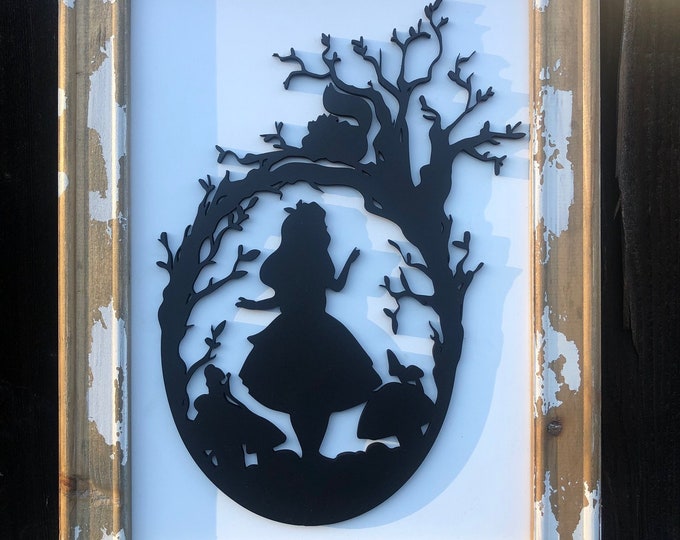 Alice in Wonderland Down the Rabbit Hole inspired Portrait, Wooden Home Decor, Hand Painted, Christmas Gift, Home Decor, Wall Art