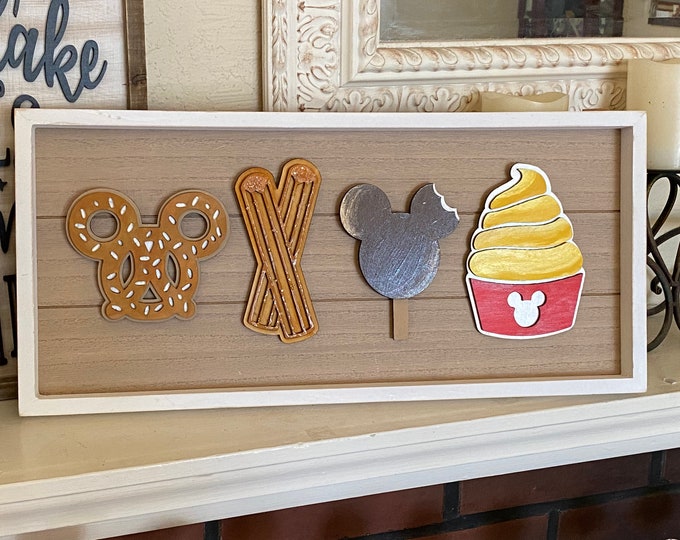 Interchangeable Summer Treats, Hand Painted Theme Park Food, Home Decor, Kitchen Decor, Wooden Sign, Wall Art