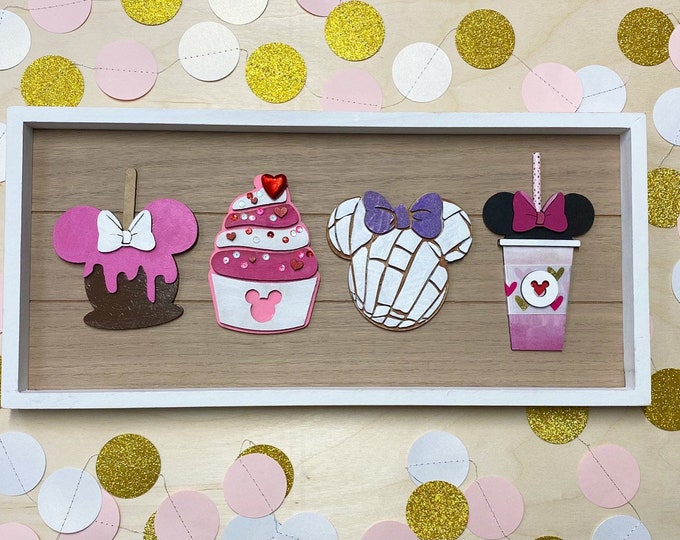 Interchangeable Valentine's Day Treats, Hand Painted Theme Park Food, Home Decor, Kitchen Decor, Wooden Sign, Wall Art