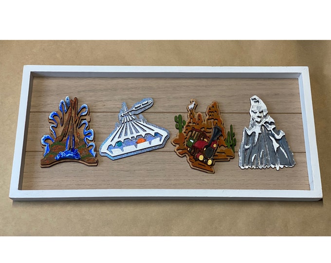 Interchangeable Mountain Icons, Hand Painted Theme Park Rides, Home Decor, Kitchen Decor, Wooden Sign, Wall Art