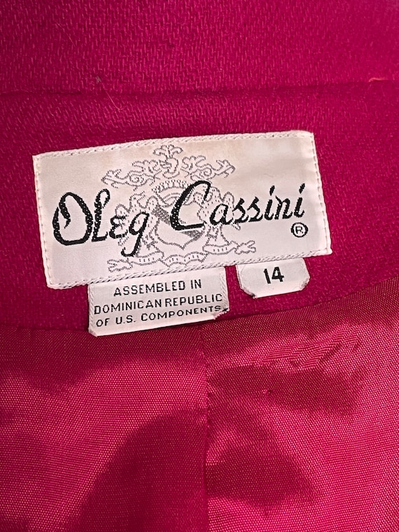 Vintage 90s Oleg Cassini Fuchsia 100% Wool Blazer… - image 10