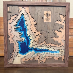Impresionante mapa topográfico 3D cortado con láser del embalse de Jordanelle