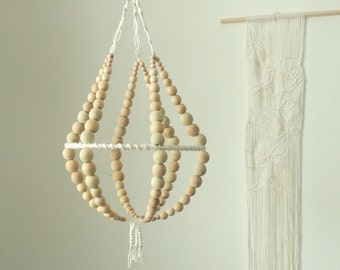 Wooden beads macrame chandelier
