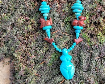 Solid Turquoise Goddess Fetish Necklace