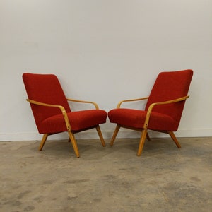 Pair of Vintage Czech Mid Century Modern Lounge Chairs image 1
