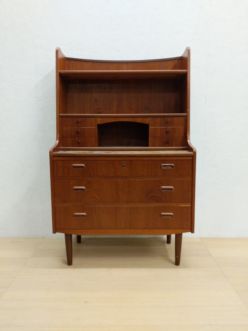 Vintage Danish Modern Teak Secretary Desk Vanity