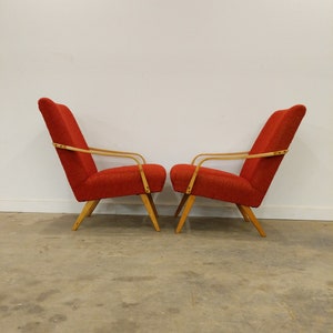 Pair of Vintage Czech Mid Century Modern Lounge Chairs image 2