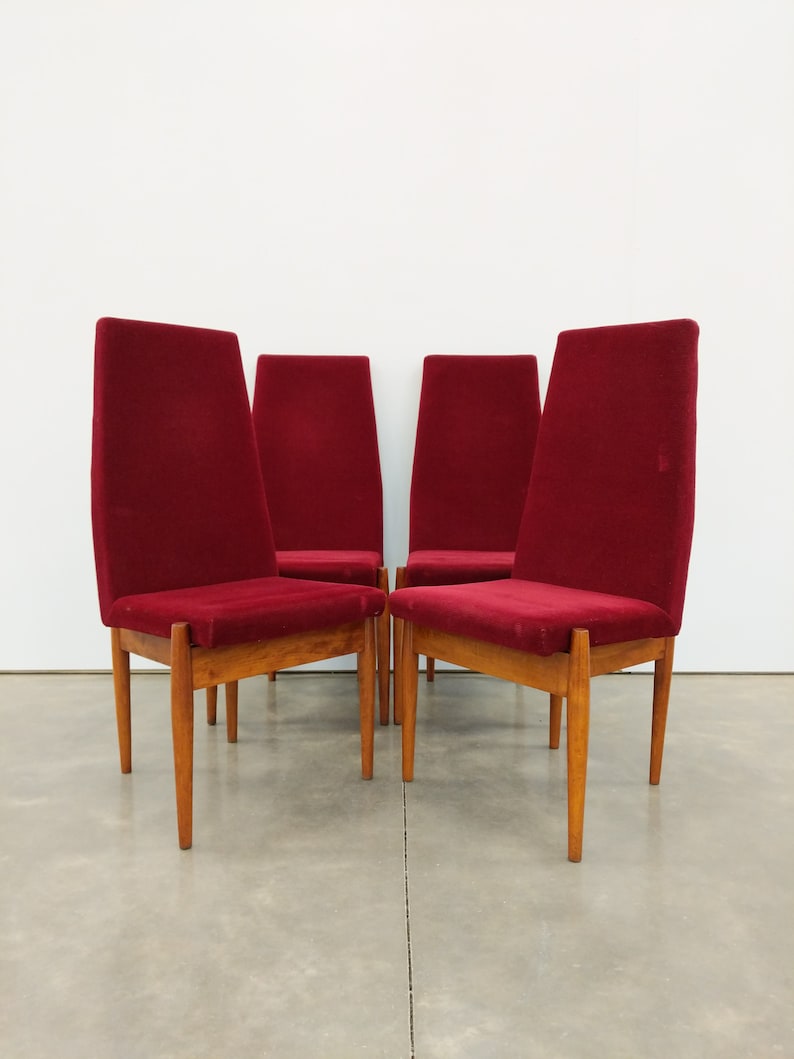 Set of 4 Vintage Czech Mid Century Modern Dining Chairs image 1