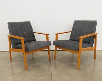 Pair of Vintage Czech Mid Century Modern Lounge Chairs