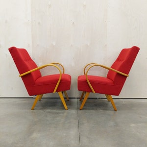 Pair of Vintage Czech Mid Century Modern Lounge Chairs image 2