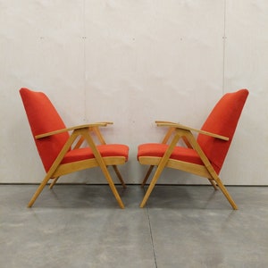 Pair of Vintage Czech Mid Century Modern Lounge Chairs image 2