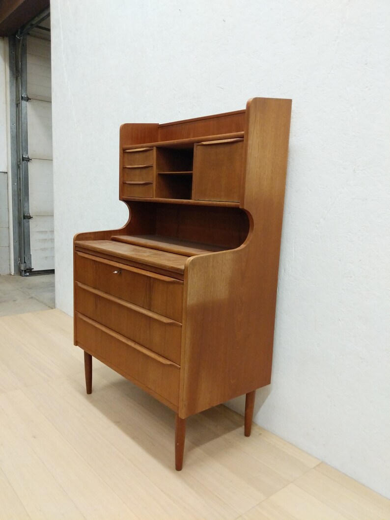 Vintage Danish Modern Teak Secretary Desk Vanity