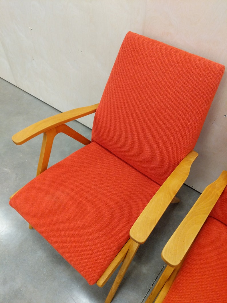Pair of Vintage Czech Mid Century Modern Lounge Chairs image 8