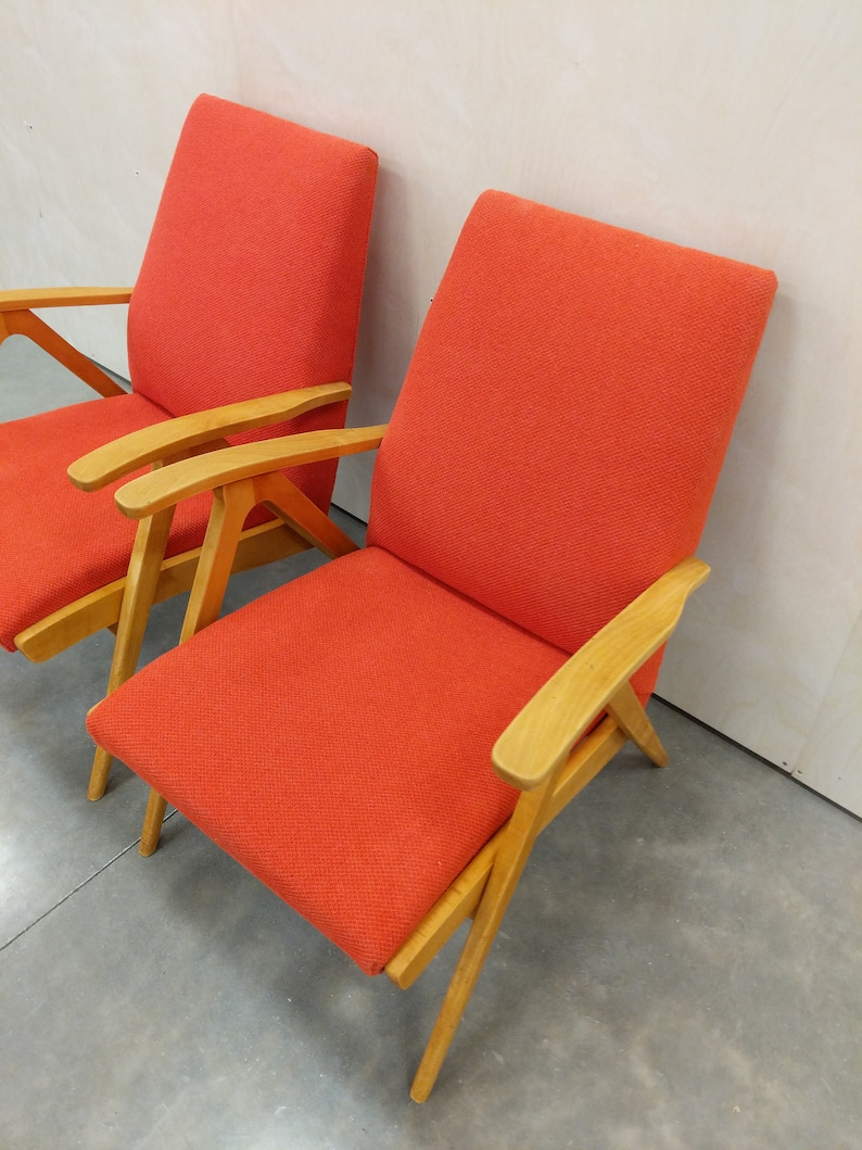 Pair of Vintage Czech Mid Century Modern Lounge Chairs image 7