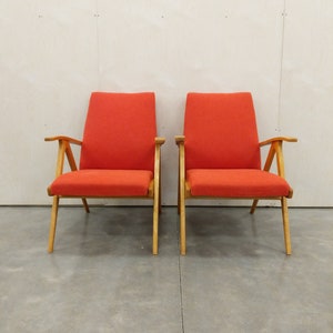 Pair of Vintage Czech Mid Century Modern Lounge Chairs image 6