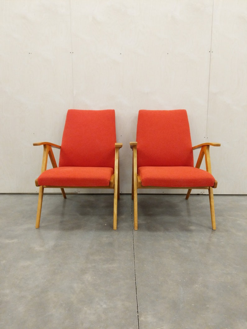 Pair of Vintage Czech Mid Century Modern Lounge Chairs image 6
