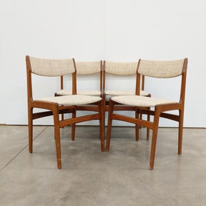 Set of 4 Vintage Danish Mid Century Modern Dining Chairs by Erik Buch