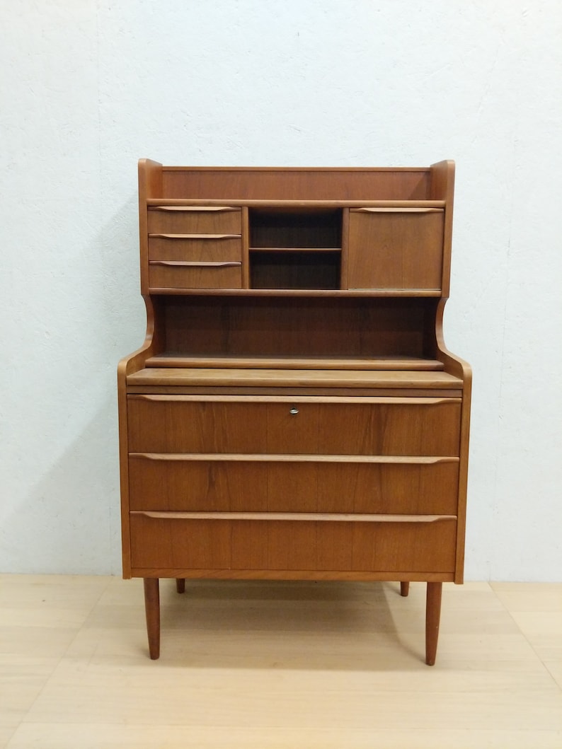 Vintage Danish Modern Teak Secretary Desk Vanity