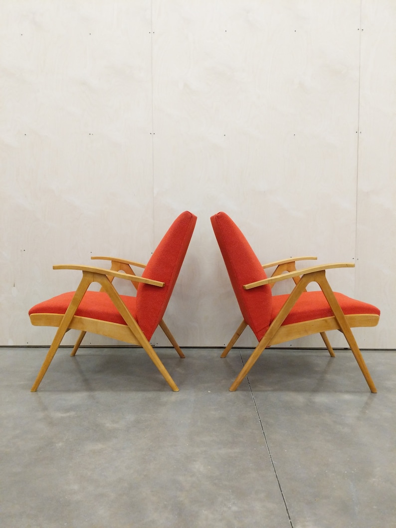Pair of Vintage Czech Mid Century Modern Lounge Chairs image 3