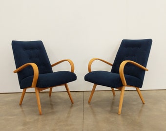 Pair of Vintage Czech Mid Century Modern Lounge Chairs