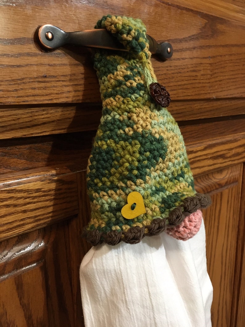 Kitchen Gnome Crocheted Dish towel Holder with Removable Flour Etsy