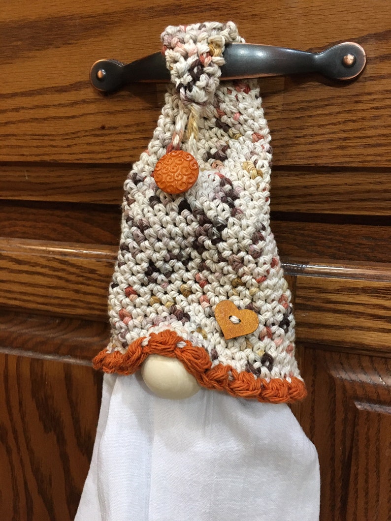 Kitchen Gnome Crocheted Dish towel Holder with Removable