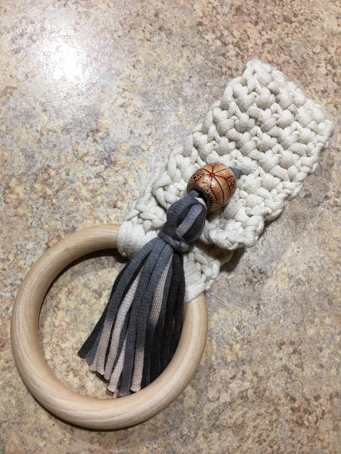 Anillo de madera Borla cuentas Soporte de toallas de | Etsy