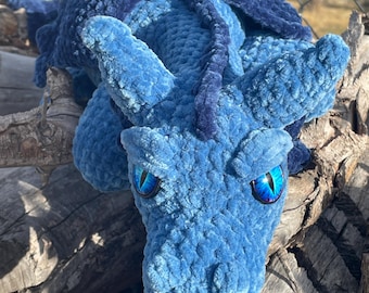 Blue Dragon, Dagger Tail, 25” long, Fourth Wing, Soft, Plushy, Stuffie, Handmade