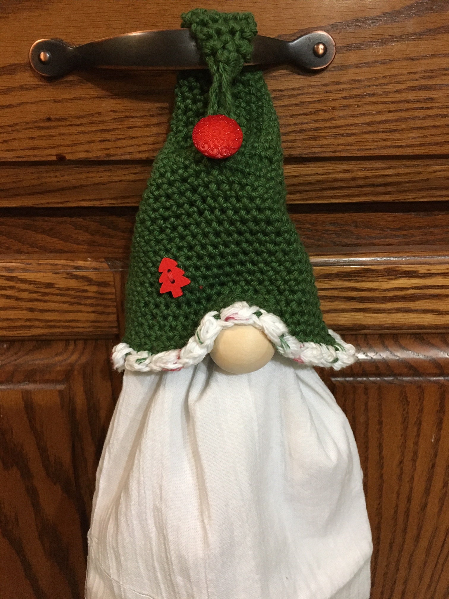 Holiday Kitchen Gnome Crocheted Dish towel Holder with Etsy