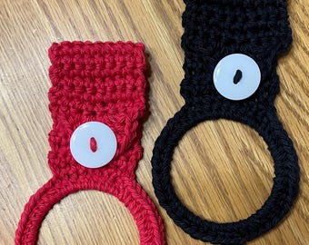 Cotton, Towel Hanger, Button strap for hanging, Solid Colors, Mixed colors, Handmade, made in USA, Towel topper, Housewarming gift,