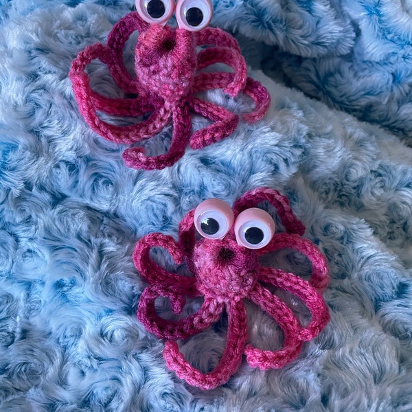 Octopus, Finger Puppet, Googly Eyes, Silly, toy, Crocheted, Handmade,