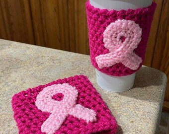 Awareness Ribbon, Cancer Awareness, Cup Sleeve, Cup Cozy, Gift for Survivor, Handmade in USA